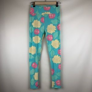 LulaRoe Easter Pastel blue flowers woman’s leggings pants OS
